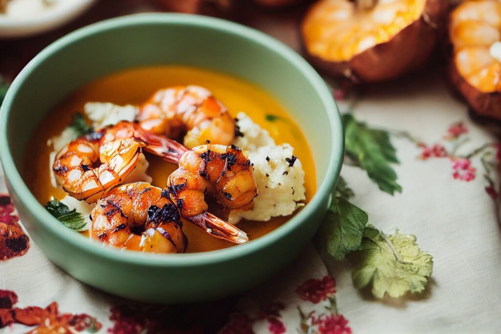 grilled shrimp, cauliflower, rose sauce-7577730.jpg