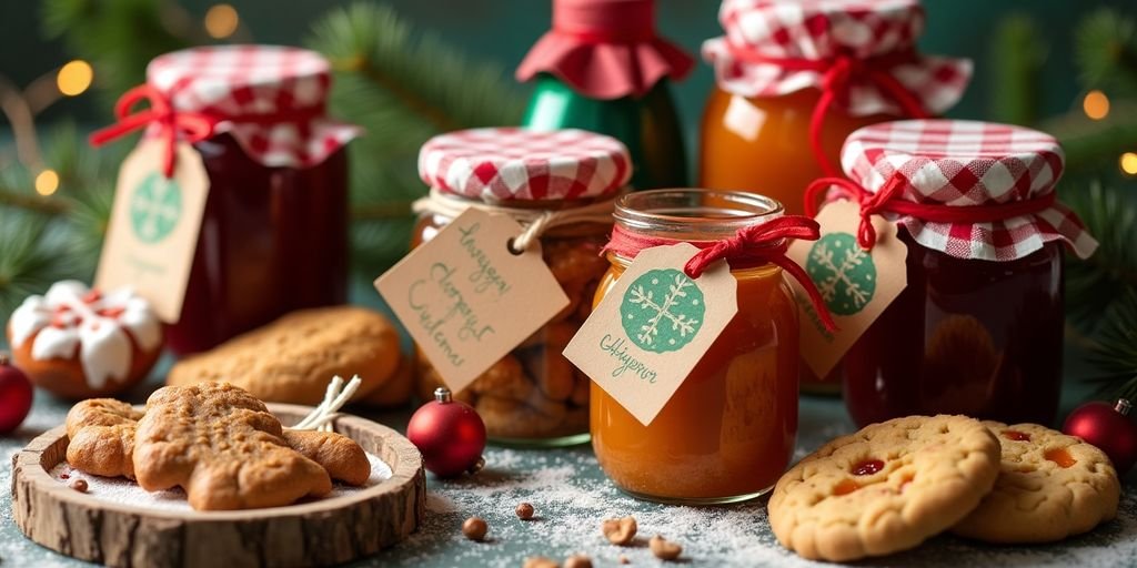 Colorful assortment of homemade Christmas food gifts.