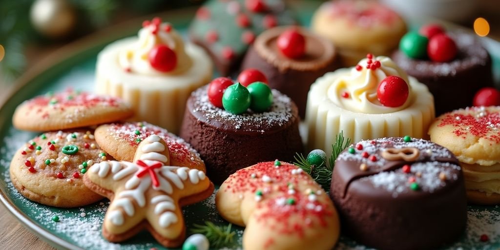 Assorted Christmas desserts made from leftovers on a platter.
