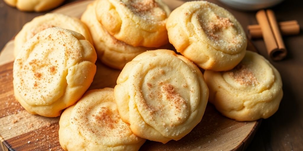 Delicious cream cheese churro cookies on a platter.