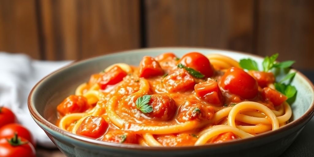 Bowl of garlic-free pasta sauce with fresh ingredients.