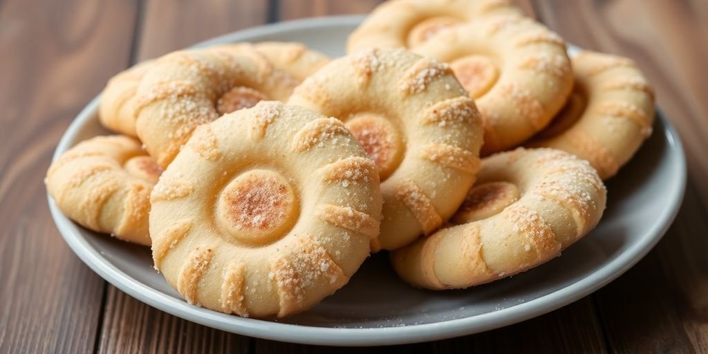 Golden-brown cream cheese churro cookies dusted with cinnamon sugar.