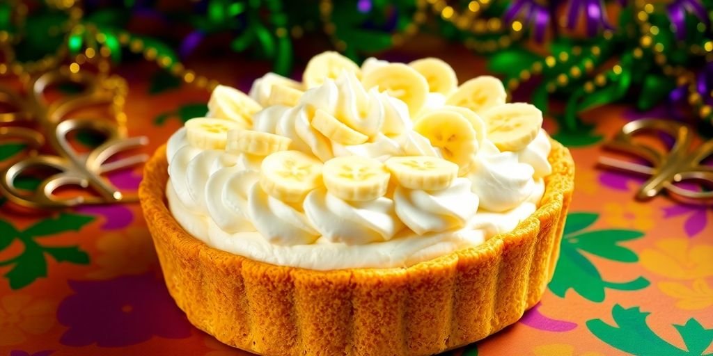 Delicious banana cream pie with whipped cream and banana slices.