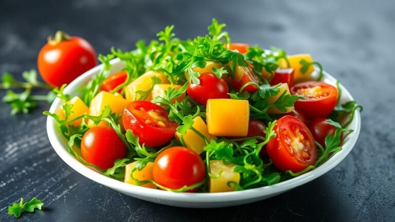 Healthy duckweed salad with fresh vegetables.