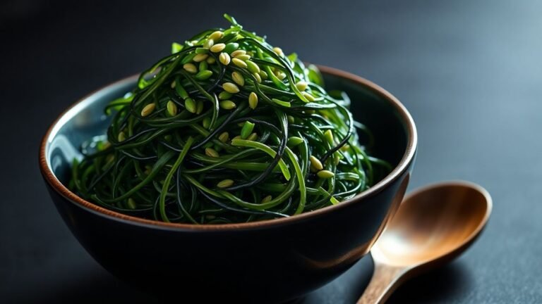 Restaurant-quality wakame seaweed salad in a dark bowl.