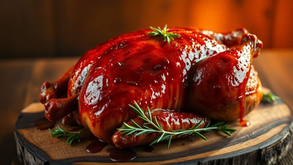 Tender honey-glazed smoked turkey with rosemary