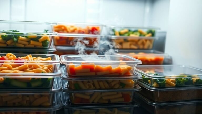 Frozen single-serving meals ready for the freezer.