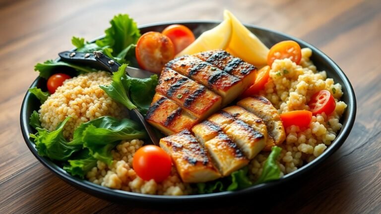 Quick high protein meal with chicken and vegetables.