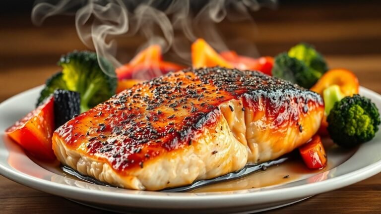 High protein dinner plate with salmon and vegetables.
