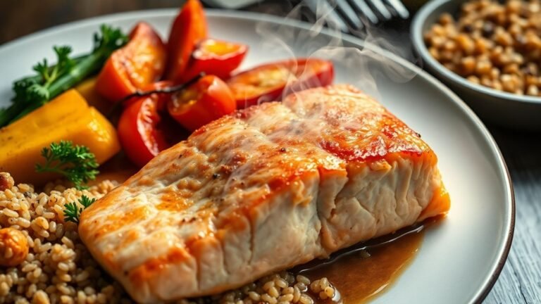 High protein dinner with salmon and vegetables