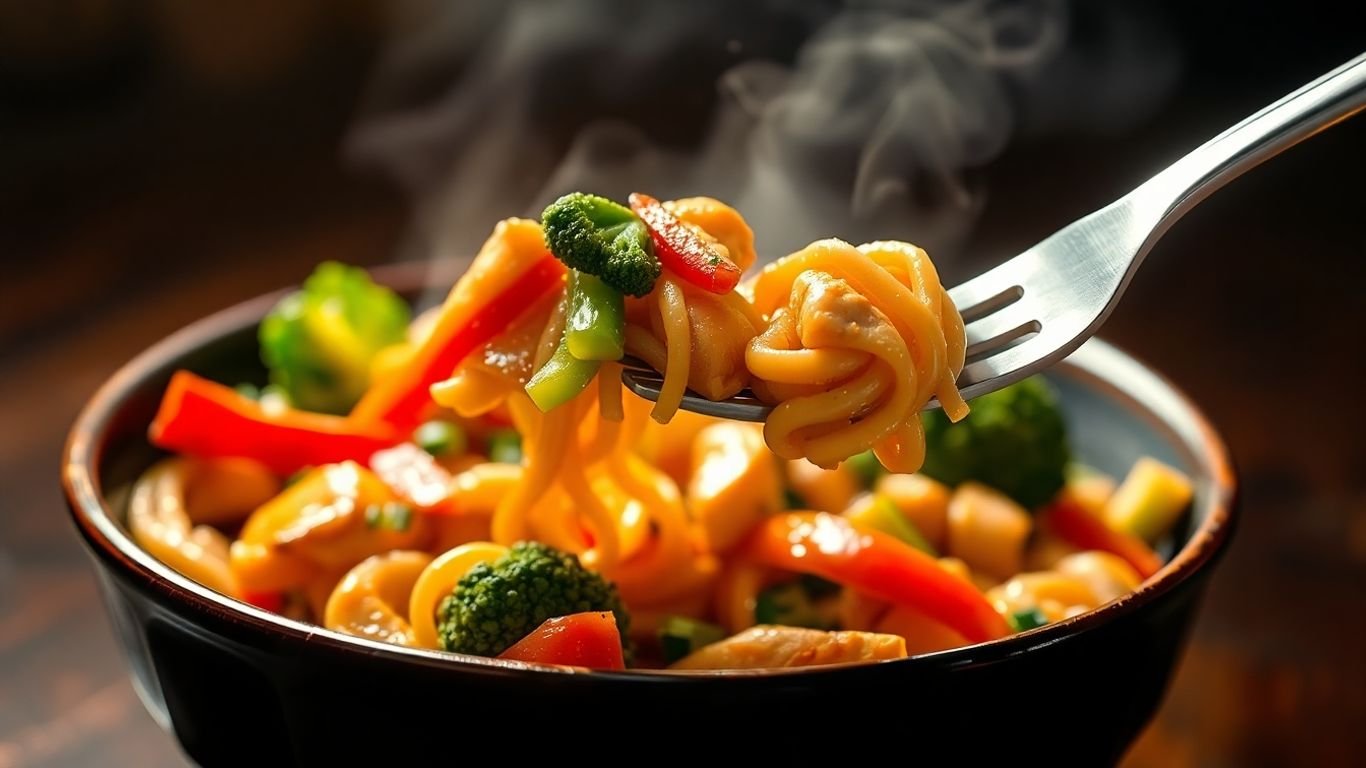 Quick and healthy solo dinner stir-fry with vegetables and chicken.