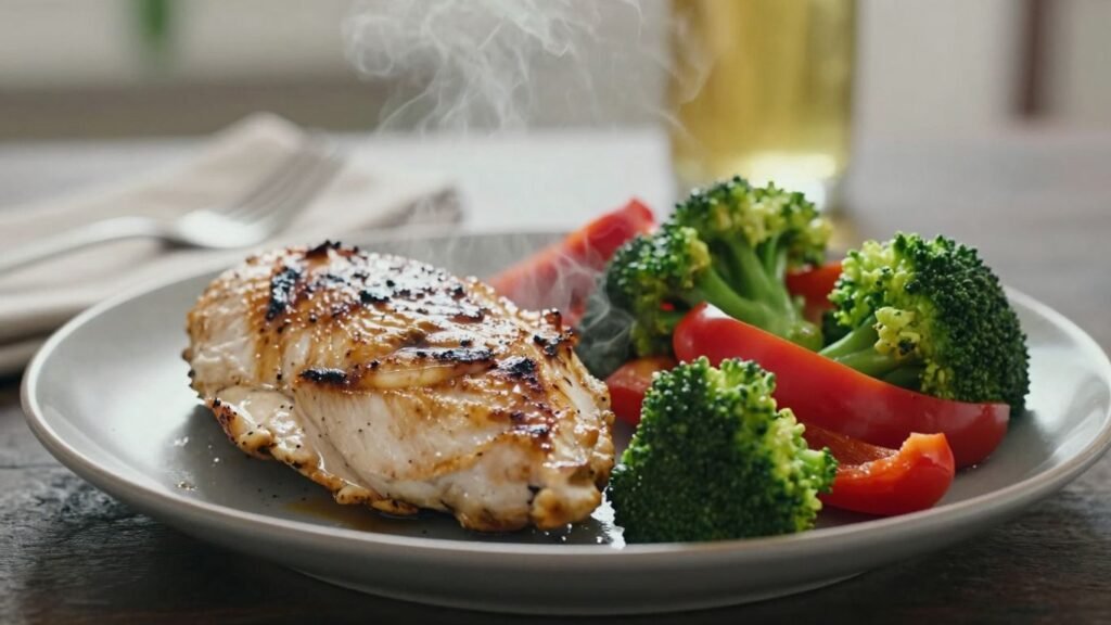 High protein low carb meal with chicken and vegetables